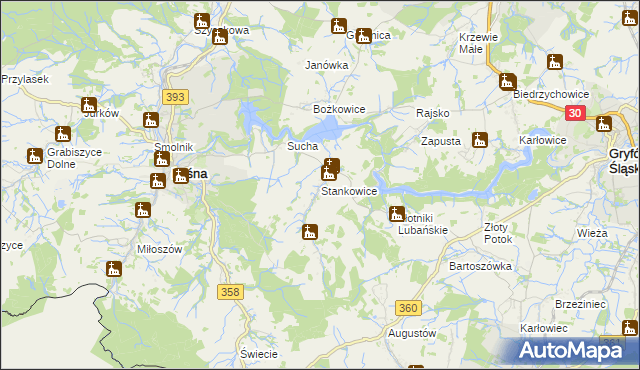 mapa Stankowice, Stankowice na mapie Targeo