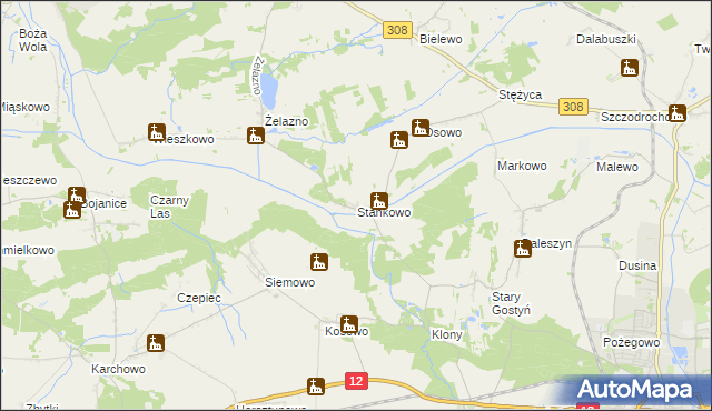 mapa Stankowo gmina Gostyń, Stankowo gmina Gostyń na mapie Targeo