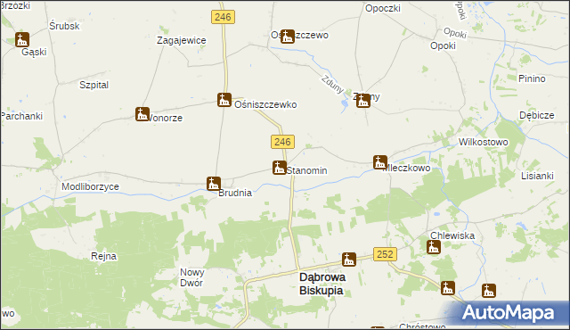 mapa Stanomin, Stanomin na mapie Targeo