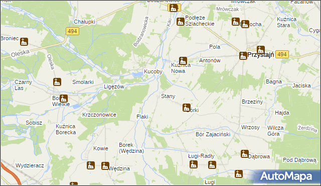 mapa Stany gmina Przystajń, Stany gmina Przystajń na mapie Targeo