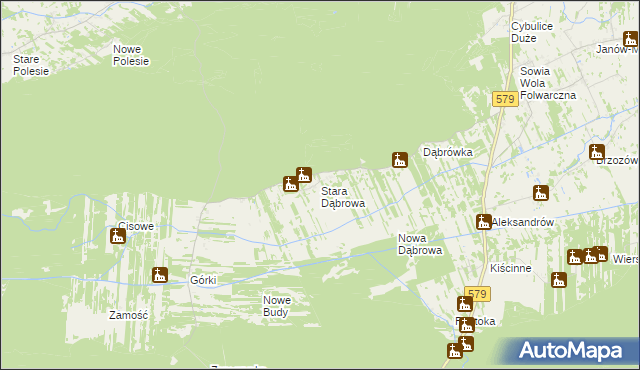 mapa Stara Dąbrowa gmina Leoncin, Stara Dąbrowa gmina Leoncin na mapie Targeo