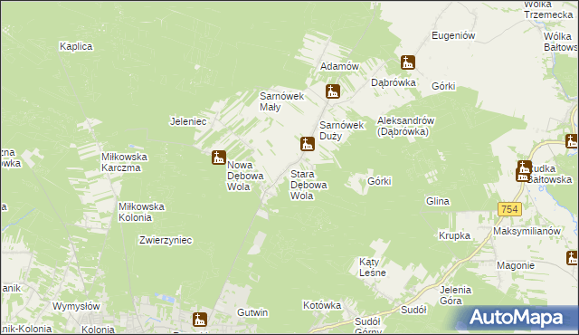 mapa Stara Dębowa Wola, Stara Dębowa Wola na mapie Targeo