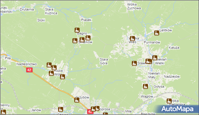 mapa Stara Góra gmina Stąporków, Stara Góra gmina Stąporków na mapie Targeo