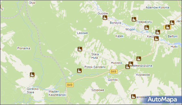 mapa Stara Huta gmina Krasnobród, Stara Huta gmina Krasnobród na mapie Targeo