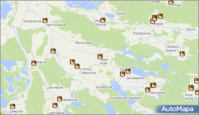 mapa Stara Huta gmina Krośnice, Stara Huta gmina Krośnice na mapie Targeo