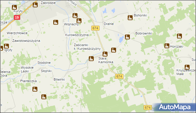 mapa Stara Kamionka gmina Sokółka, Stara Kamionka gmina Sokółka na mapie Targeo