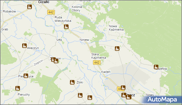 mapa Stara Kaźmierka, Stara Kaźmierka na mapie Targeo