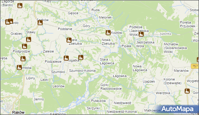 mapa Stara Łagowica, Stara Łagowica na mapie Targeo