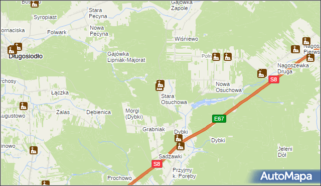 mapa Stara Osuchowa, Stara Osuchowa na mapie Targeo