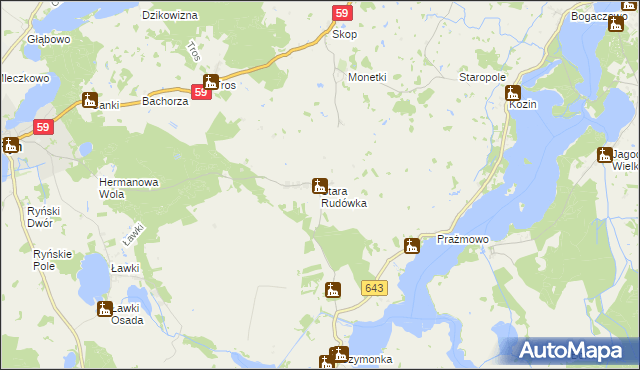 mapa Stara Rudówka, Stara Rudówka na mapie Targeo