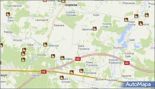 mapa Stara Trzcianka, Stara Trzcianka na mapie Targeo