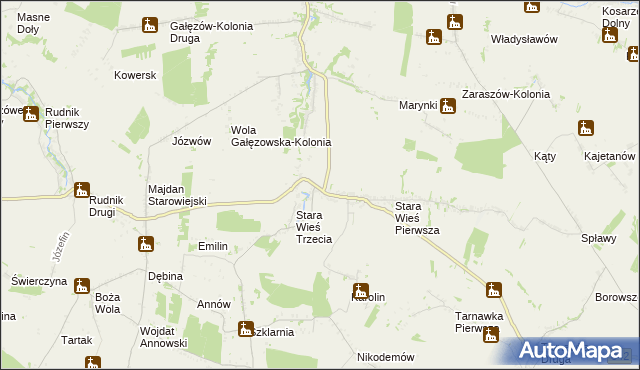 mapa Stara Wieś Druga gmina Bychawa, Stara Wieś Druga gmina Bychawa na mapie Targeo
