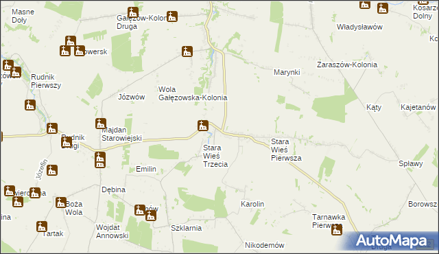 mapa Stara Wieś Druga gmina Bychawa, Stara Wieś Druga gmina Bychawa na mapie Targeo