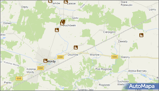 mapa Stara Wieś gmina Mordy, Stara Wieś gmina Mordy na mapie Targeo