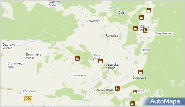 mapa Stara Wieś gmina Rojewo, Stara Wieś gmina Rojewo na mapie Targeo