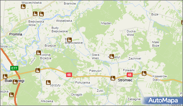 mapa Stara Wieś gmina Stromiec, Stara Wieś gmina Stromiec na mapie Targeo