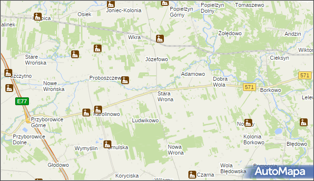 mapa Stara Wrona, Stara Wrona na mapie Targeo