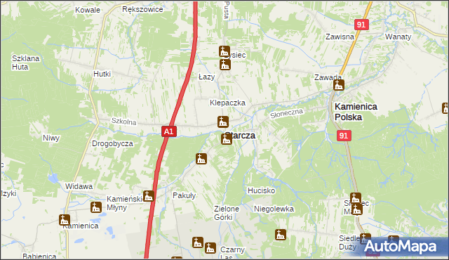 mapa Starcza, Starcza na mapie Targeo