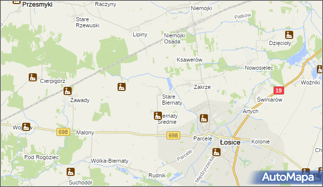 mapa Stare Biernaty, Stare Biernaty na mapie Targeo