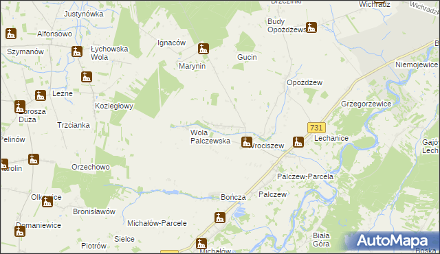 mapa Stare Biskupice gmina Warka, Stare Biskupice gmina Warka na mapie Targeo