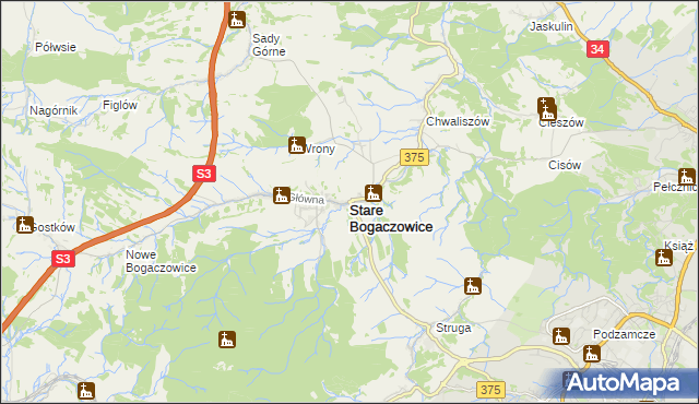 mapa Stare Bogaczowice, Stare Bogaczowice na mapie Targeo