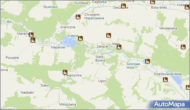 mapa Stare Boiska, Stare Boiska na mapie Targeo