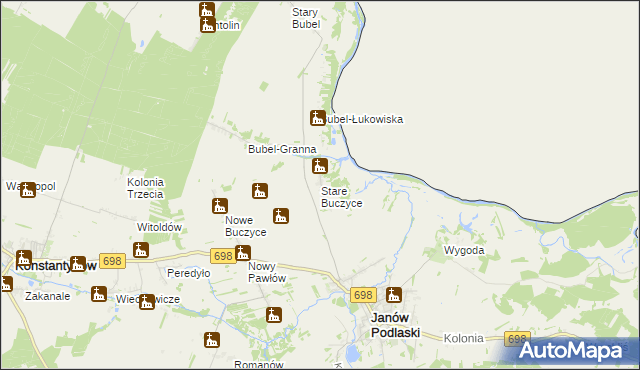 mapa Stare Buczyce, Stare Buczyce na mapie Targeo