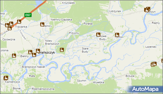 mapa Stare Budy gmina Brańszczyk, Stare Budy gmina Brańszczyk na mapie Targeo