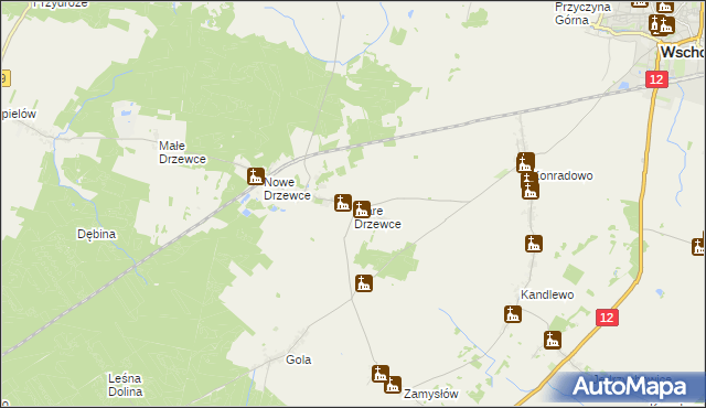 mapa Stare Drzewce, Stare Drzewce na mapie Targeo