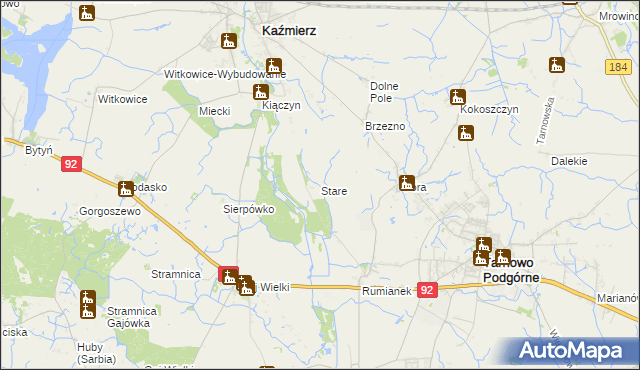 mapa Stare gmina Kaźmierz, Stare gmina Kaźmierz na mapie Targeo