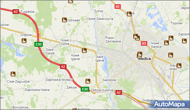 mapa Stare Iganie, Stare Iganie na mapie Targeo