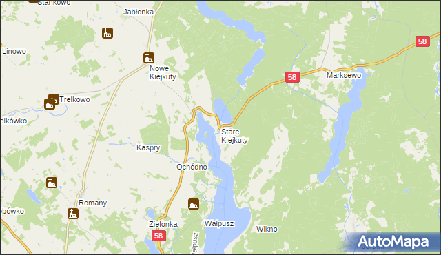 mapa Stare Kiejkuty, Stare Kiejkuty na mapie Targeo