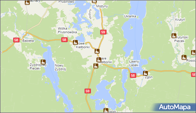 mapa Stare Kiełbonki, Stare Kiełbonki na mapie Targeo