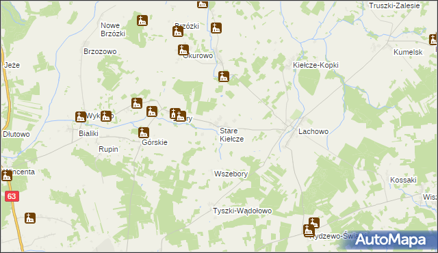 mapa Stare Kiełcze, Stare Kiełcze na mapie Targeo