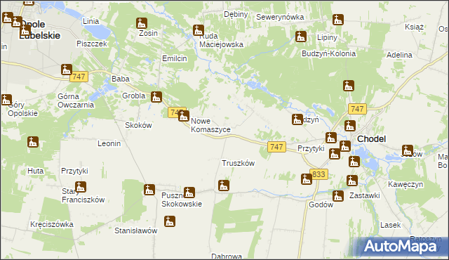 mapa Stare Komaszyce, Stare Komaszyce na mapie Targeo