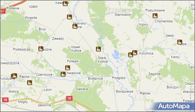 mapa Stare Kotlice, Stare Kotlice na mapie Targeo