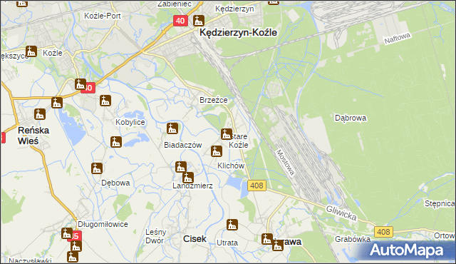 mapa Stare Koźle, Stare Koźle na mapie Targeo