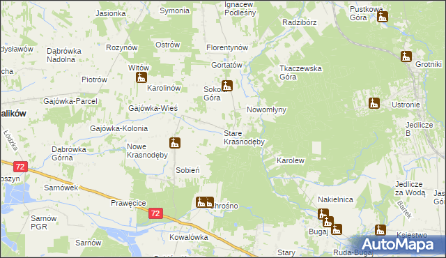 mapa Stare Krasnodęby, Stare Krasnodęby na mapie Targeo