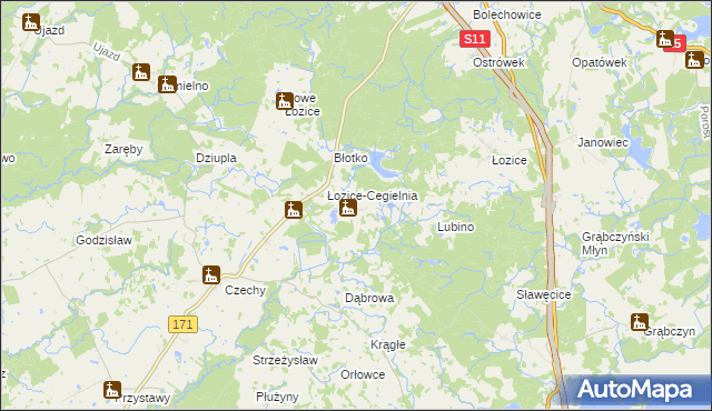 mapa Stare Łozice, Stare Łozice na mapie Targeo