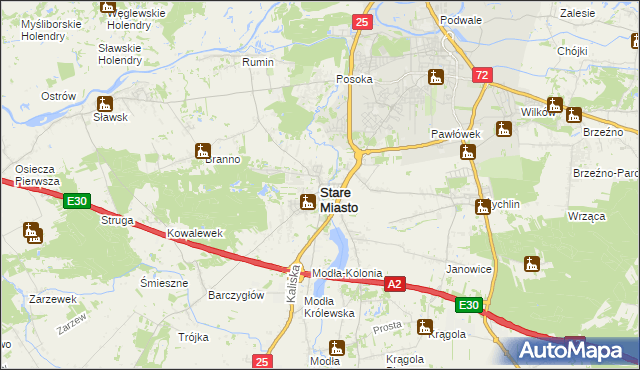 mapa Stare Miasto powiat koniński, Stare Miasto powiat koniński na mapie Targeo