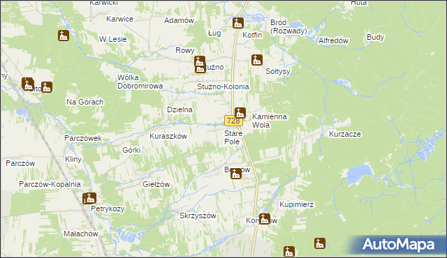 mapa Stare Pole gmina Gowarczów, Stare Pole gmina Gowarczów na mapie Targeo