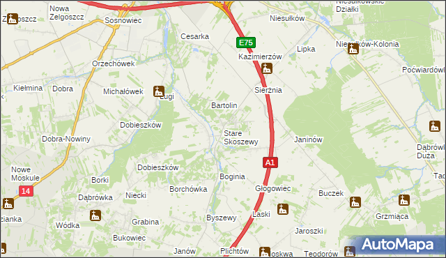 mapa Stare Skoszewy, Stare Skoszewy na mapie Targeo