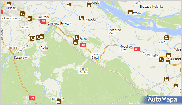mapa Stare Słowiki, Stare Słowiki na mapie Targeo