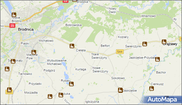 mapa Stare Świerczyny, Stare Świerczyny na mapie Targeo