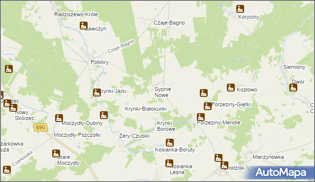 mapa Stare Sypnie, Stare Sypnie na mapie Targeo