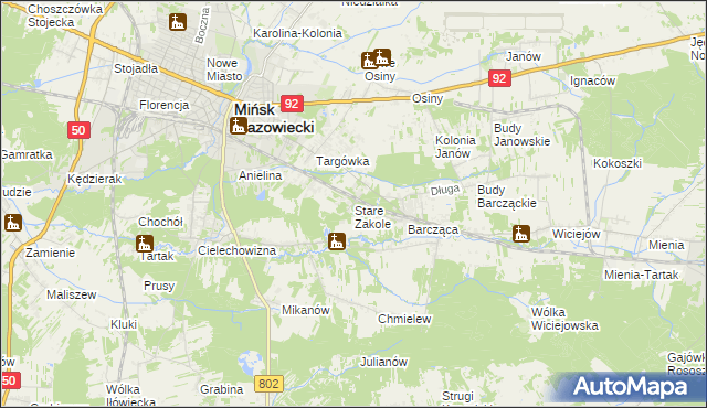 mapa Stare Zakole, Stare Zakole na mapie Targeo