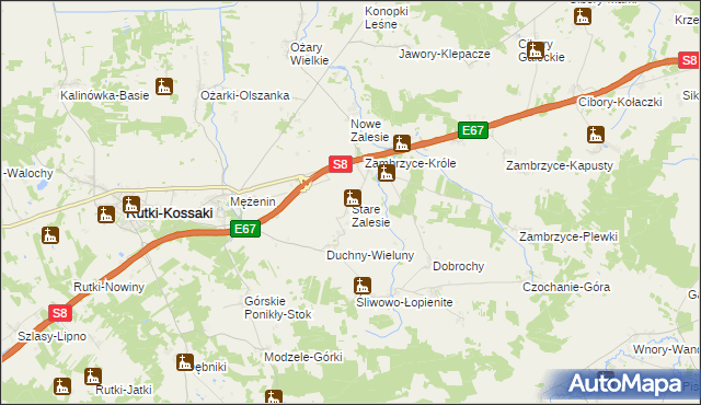 mapa Stare Zalesie gmina Rutki, Stare Zalesie gmina Rutki na mapie Targeo