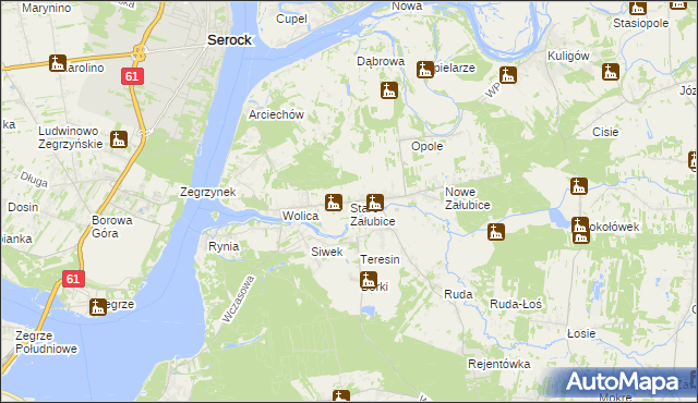 mapa Stare Załubice, Stare Załubice na mapie Targeo