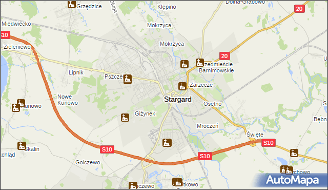 mapa Stargard, Stargard na mapie Targeo