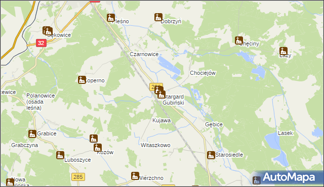 mapa Stargard Gubiński, Stargard Gubiński na mapie Targeo